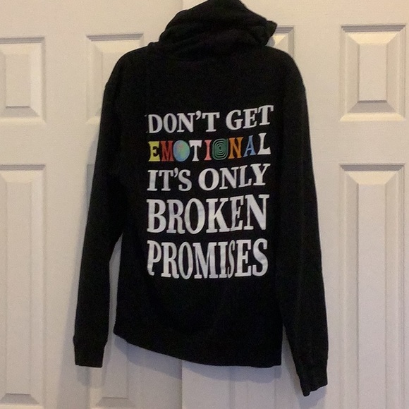 Black graphic hoodie “Don’t get emotional it’s only broken promises” - Picture 5 of 5